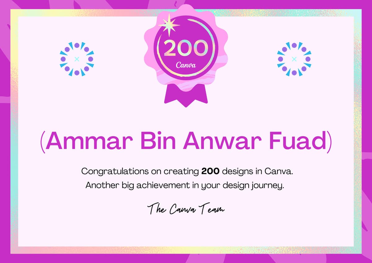 Canva 200 Design Milestone Badge