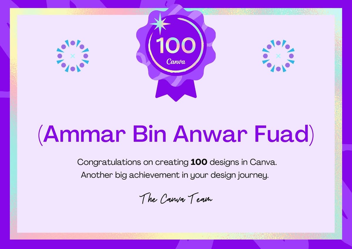 Canva 100 Design Milestone Badge