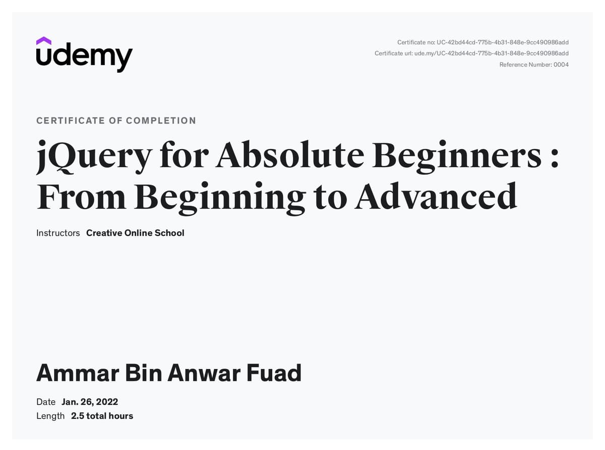 jQuery for Absolute Beginners : From Beginning to Advanced